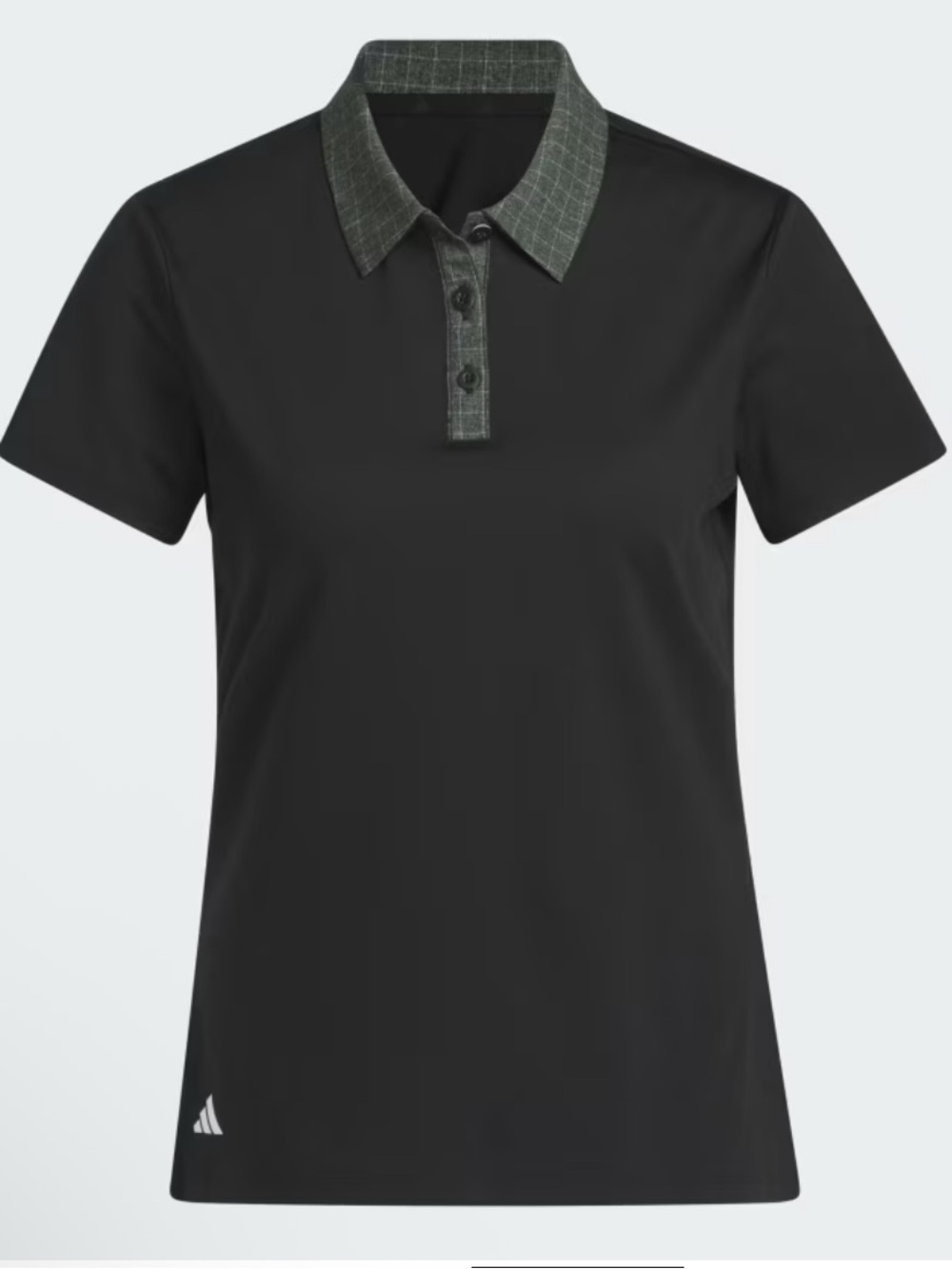 adidas Black Golf Polo Shirt with Gray Check Collar